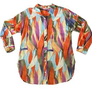 Soft Surroundings Peregrine Gauze Tunic Top Size Medium Fiery Stripe Watercolor